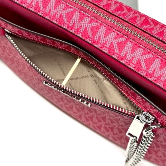 Michael Kors Large EW Crossbody Bag & Matching Trifold Wallet Dark Raspberry - Picture 9 of 15